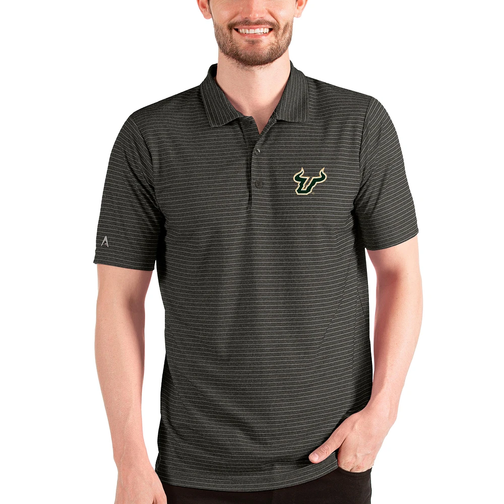 Men's Antigua Heathered Black/Silver South Florida Bulls Esteem Polo
