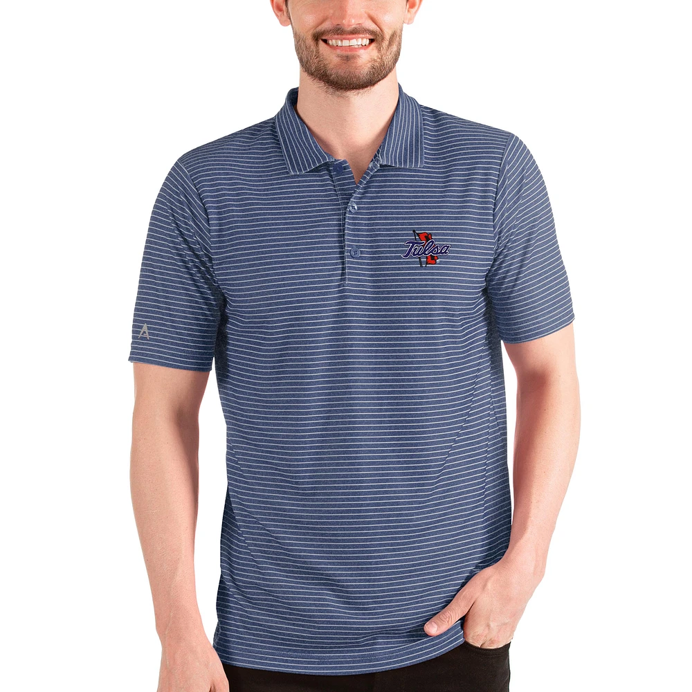 Men's Antigua Heathered Royal/White Tulsa Golden Hurricane Esteem Polo