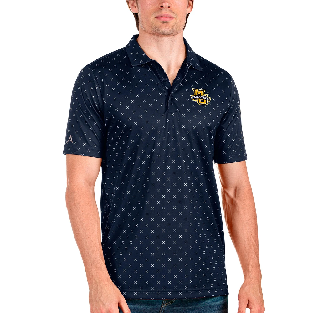 Men's Antigua Navy/Steel Marquette Golden Eagles Spark Polo