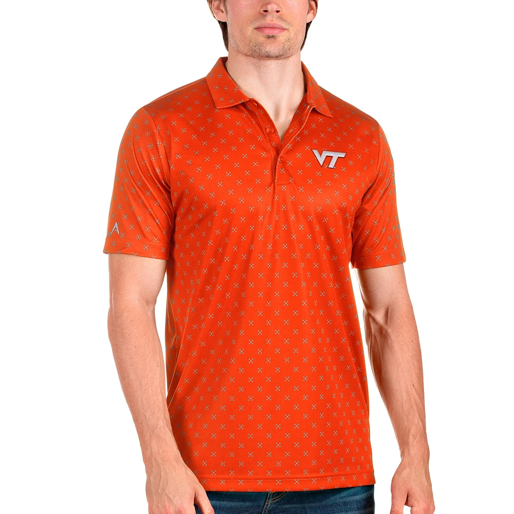 Men's Antigua Orange/Steel Virginia Tech Hokies Spark Polo