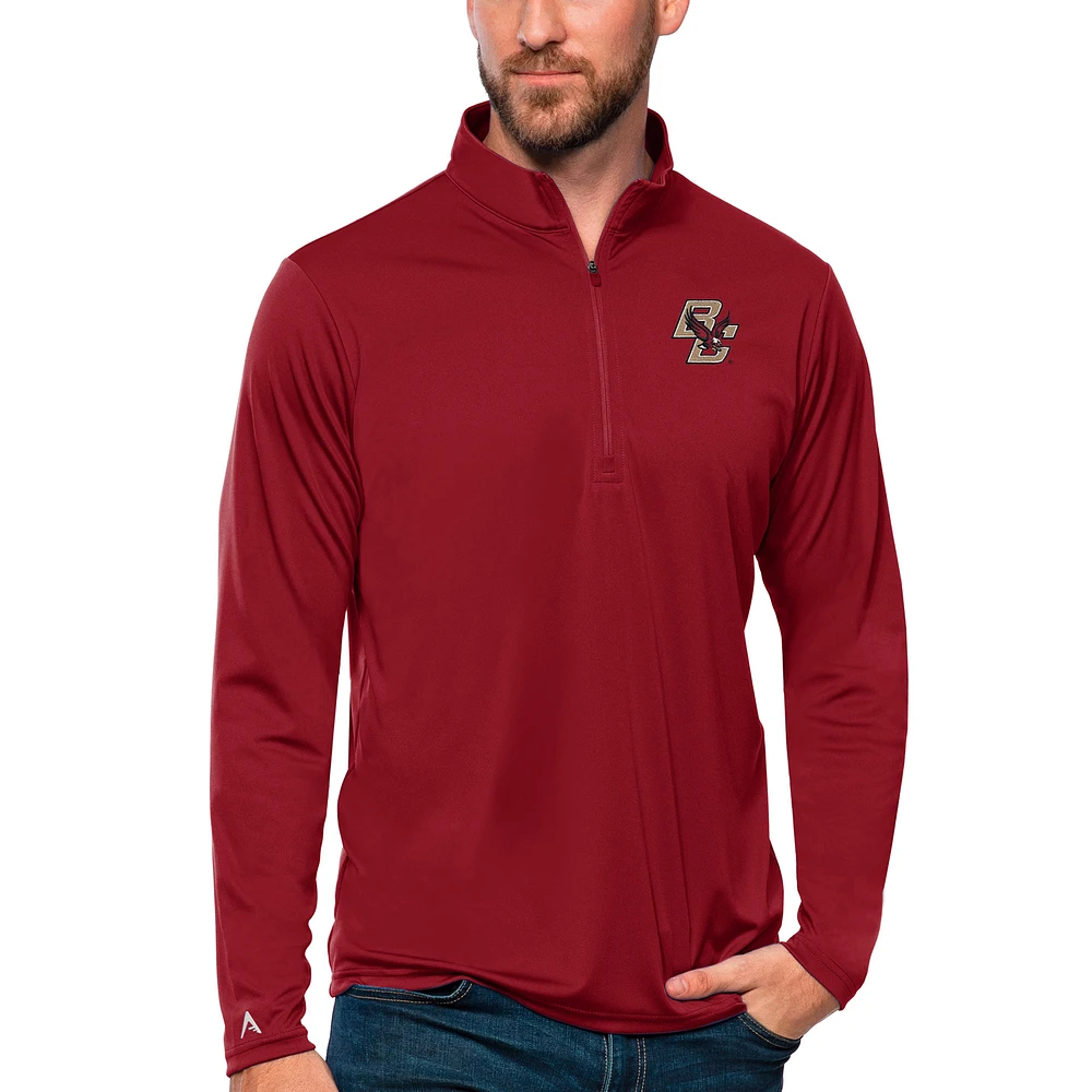 Men's Antigua Maroon Boston College Eagles Tribute Quarter-Zip Top