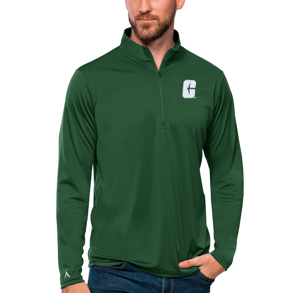 Men's Antigua Green Charlotte 49ers Tribute Quarter-Zip Top