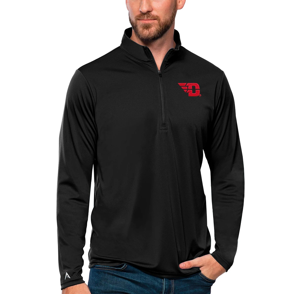 Men's Antigua Black Dayton Flyers Tribute Quarter-Zip Top