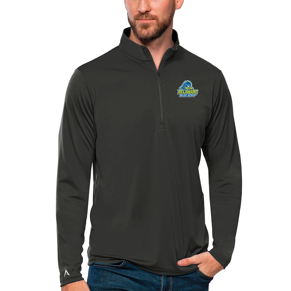 Men's Antigua Charcoal Delaware Fightin' Blue Hens Tribute Quarter-Zip Top