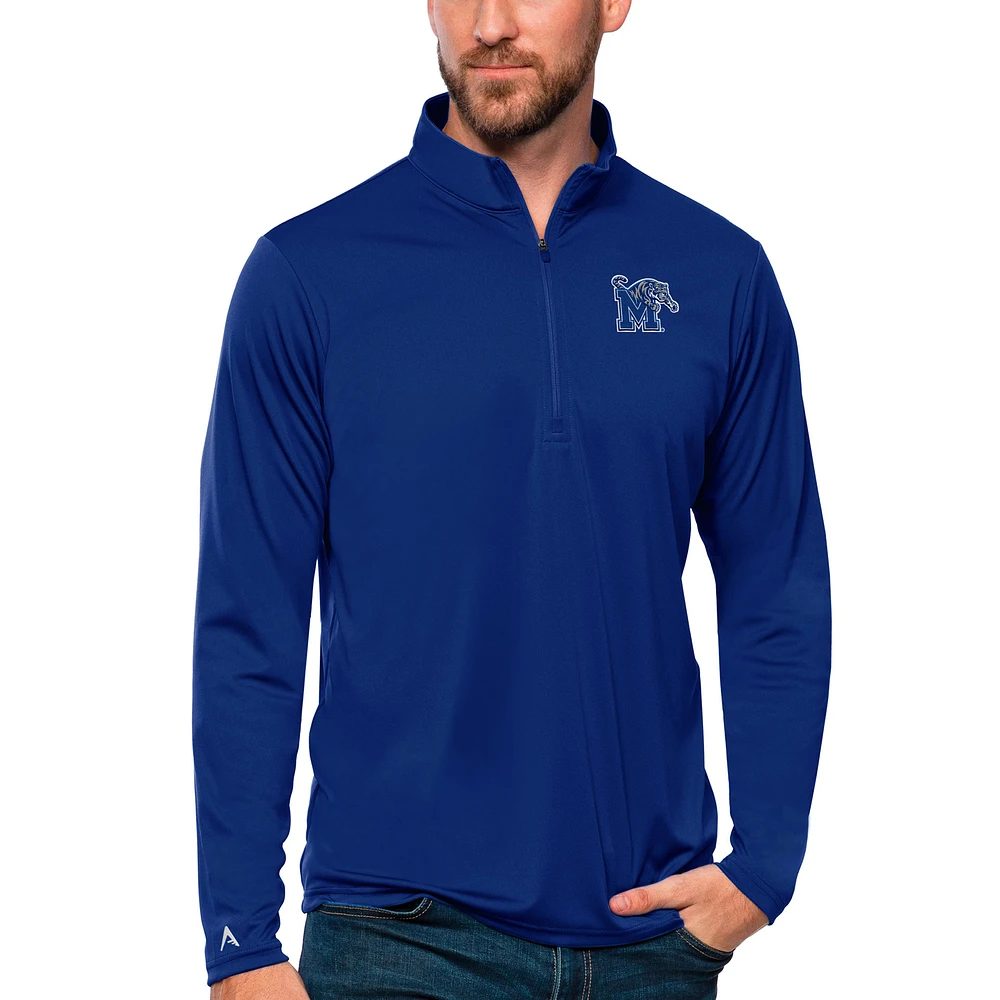Men's Antigua Royal Memphis Tigers Tribute Quarter-Zip Top