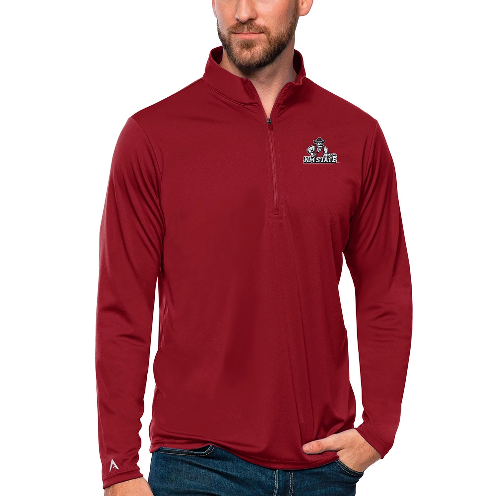 Men's Antigua Crimson New Mexico State Aggies Tribute Quarter-Zip Top