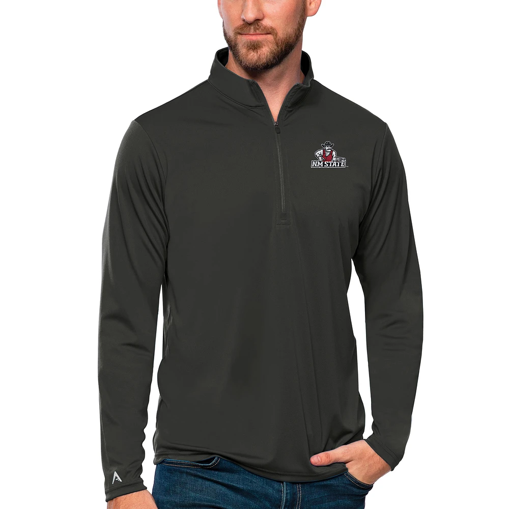 Men's Antigua Charcoal New Mexico State Aggies Tribute Quarter-Zip Top