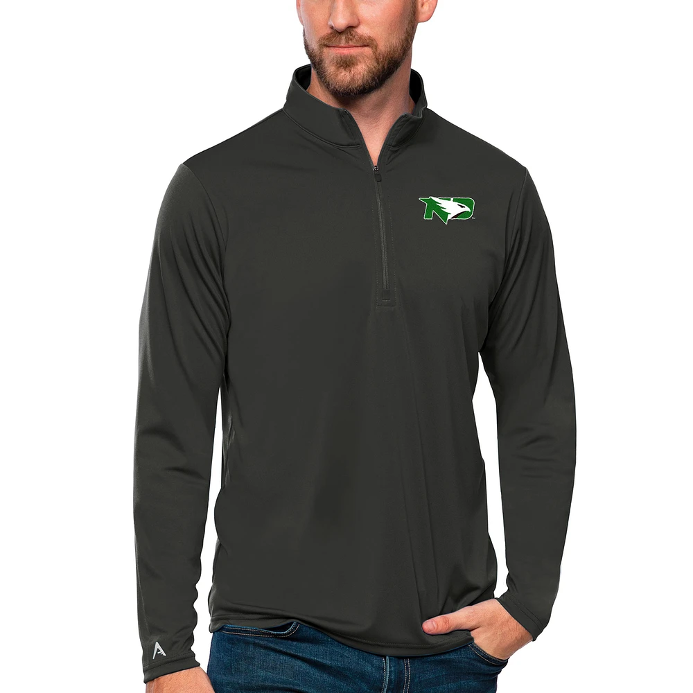 Men's Antigua Charcoal North Dakota Tribute Quarter-Zip Top