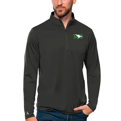 Men's Antigua Charcoal North Dakota Tribute Quarter-Zip Top