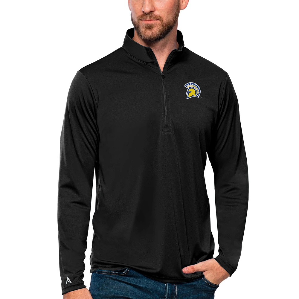 Men's Antigua Black San Jose State Spartans Tribute Quarter-Zip Top