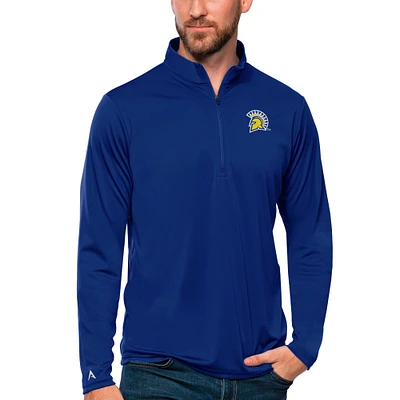 Men's Antigua Royal San Jose State Spartans Tribute Quarter-Zip Top