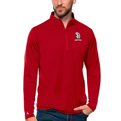 Men's Antigua Red South Dakota Coyotes Tribute Quarter-Zip Top