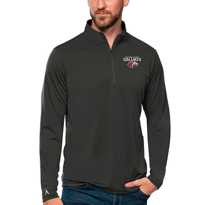 Men's Antigua Charcoal Southern Illinois Salukis Tribute Quarter-Zip Top