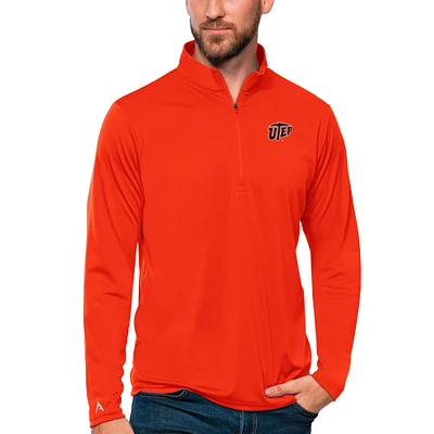 Men's Antigua Orange UTEP Miners Tribute Quarter-Zip Top