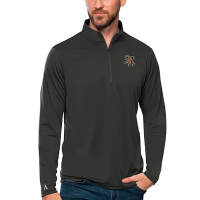 Men's Antigua Charcoal Vermont Catamounts Tribute Quarter-Zip Top