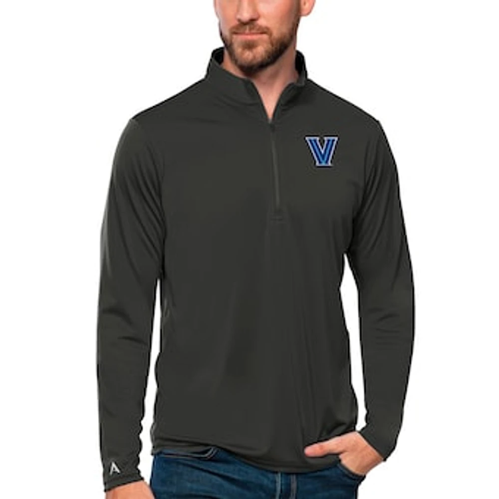 Men's Antigua Charcoal Villanova Wildcats Tribute Quarter-Zip Top