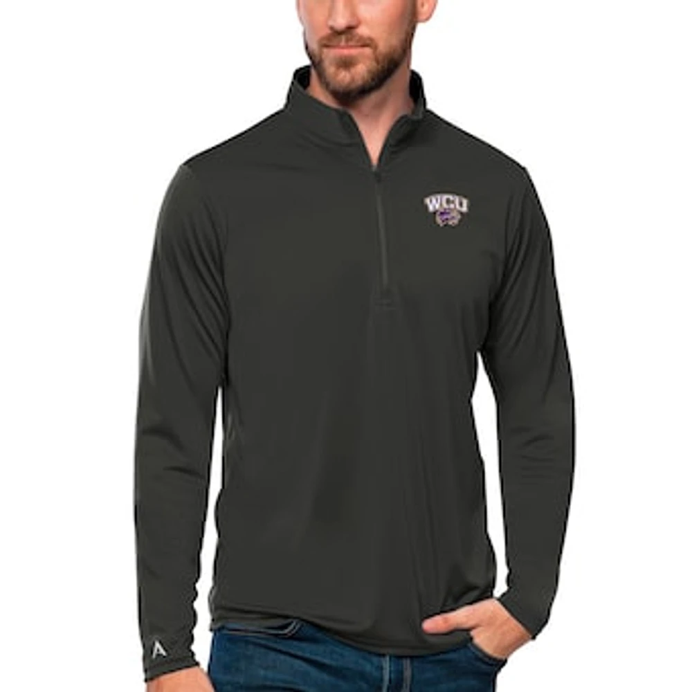 Men's Antigua Charcoal Western Carolina Catamounts Tribute Quarter-Zip Top