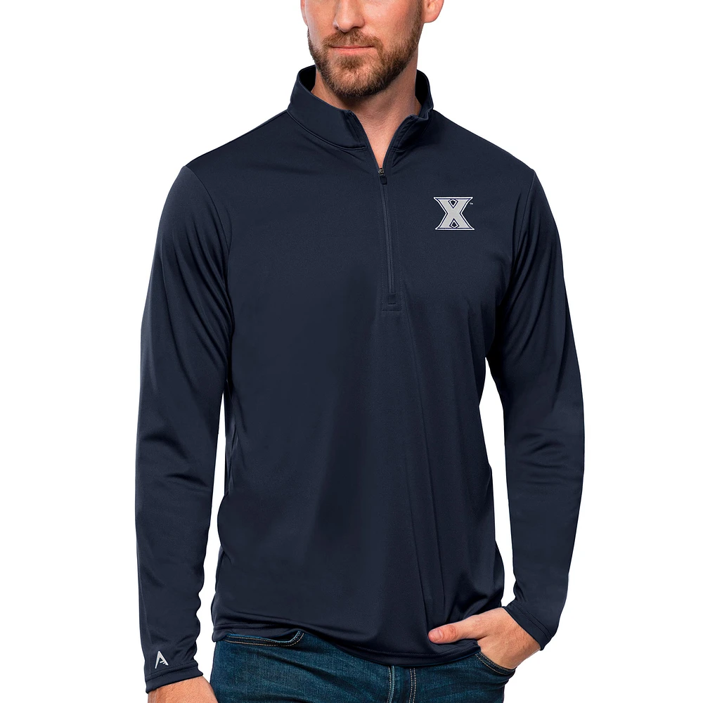 Men's Antigua Navy Xavier Musketeers Tribute Quarter-Zip Top