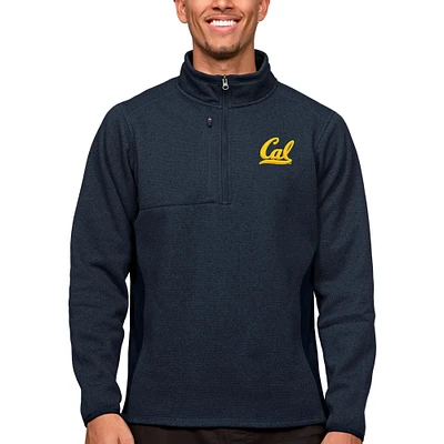 Men's Antigua Heather Navy Cal Bears Course Quarter-Zip Pullover Top