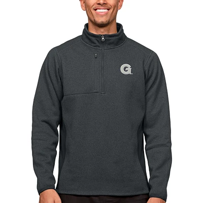 Men's Antigua Heather Charcoal Georgetown Hoyas Course Quarter-Zip Pullover Top