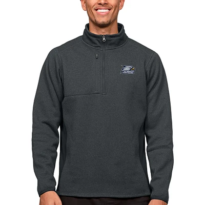 Men's Antigua Heather Charcoal Georgia Southern Eagles Course Quarter-Zip Pullover Top