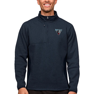 Men's Antigua Heather Navy Maine Black Bears Course Quarter-Zip Pullover Top