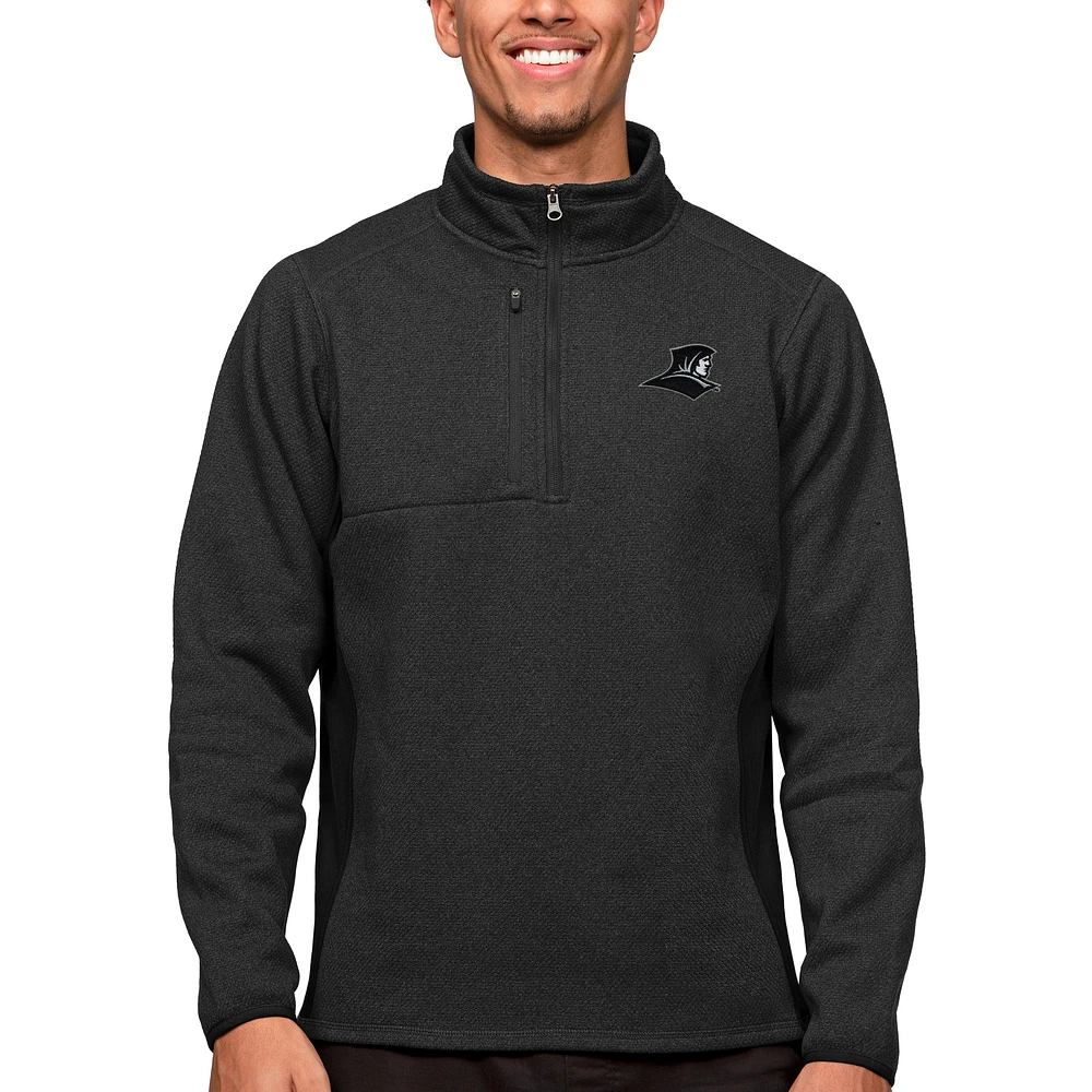 Men's Antigua Heather Black Providence Friars Course Quarter-Zip Pullover Top
