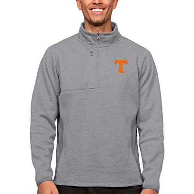 Men's Antigua Heather Gray Tennessee Volunteers Course Quarter-Zip Pullover Top