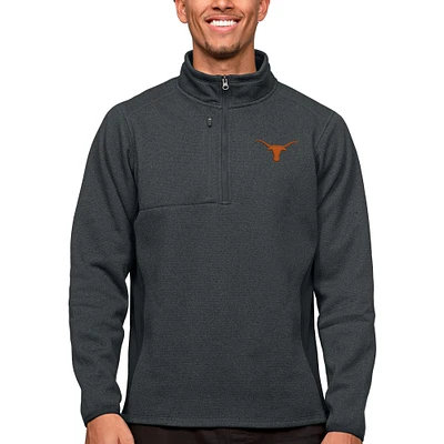 Men's Antigua Heather Charcoal Texas Longhorns Course Quarter-Zip Pullover Top