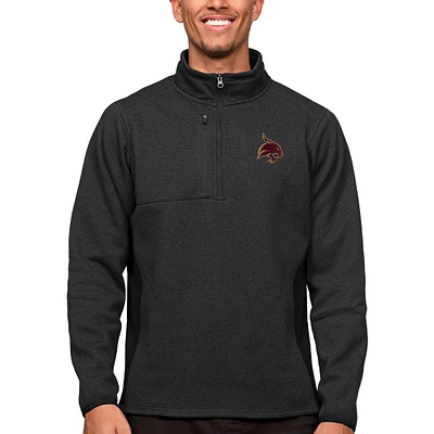 Men's Antigua Heather Black Texas State Bobcats Course Quarter-Zip Pullover Top