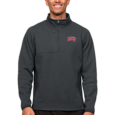 Men's Antigua Heather Charcoal UNLV Rebels Course Quarter-Zip Pullover Top