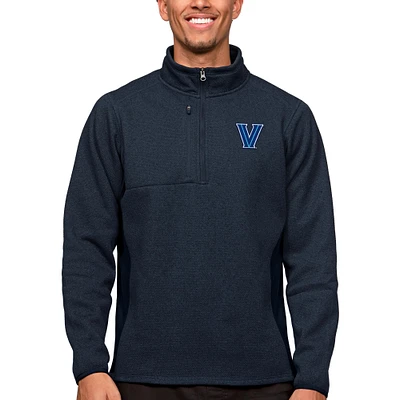 Men's Antigua Heather Navy Villanova Wildcats Course Quarter-Zip Pullover Top