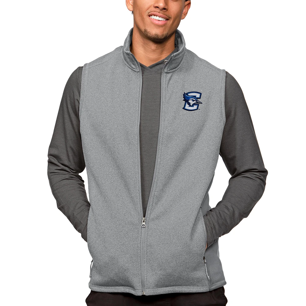 Men's Antigua Heather Gray Creighton Bluejays Course Full-Zip Vest
