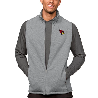 Men's Antigua Heather Gray Illinois State Redbirds Course Full-Zip Vest