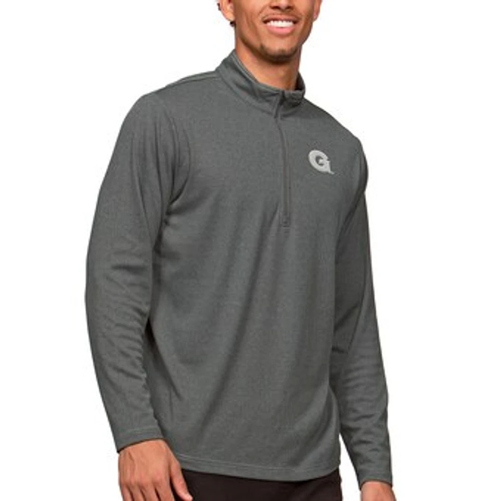 Men's Antigua Heather Charcoal Georgetown Hoyas Epic Quarter-Zip Pullover Top