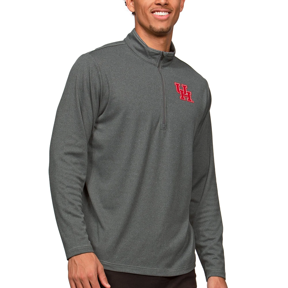 Men's Antigua Heather Charcoal Houston Cougars Epic Quarter-Zip Pullover Top