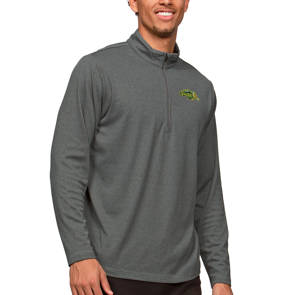 Men's Antigua Heather Charcoal NDSU Bison Epic Quarter-Zip Pullover Top