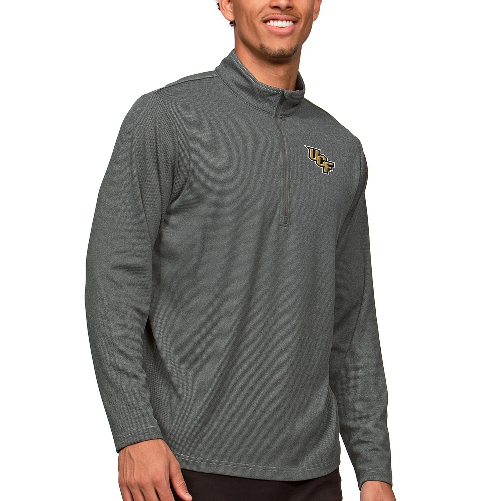 Men's Antigua Heather Charcoal UCF Knights Epic Quarter-Zip Pullover Top