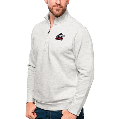 Men's Antigua Heather Gray Northern Illinois Huskies Gambit Quarter-Zip Pullover Top