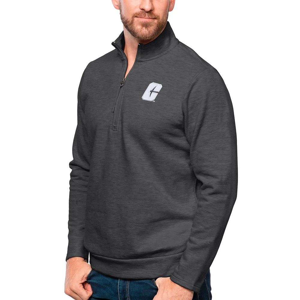 Men's Antigua Heather Charcoal Charlotte 49ers Gambit Quarter-Zip Pullover Top