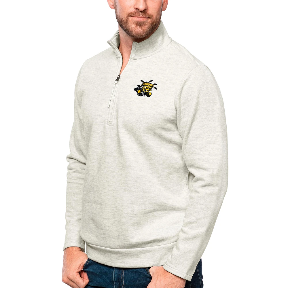 Men's Antigua Oatmeal Wichita State Shockers Gambit Quarter-Zip Pullover Top