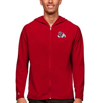 Men's Antigua Red Fresno State Bulldogs Legacy Full-Zip Hoodie