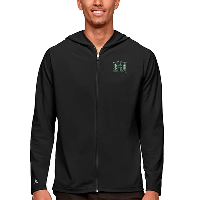 Men's Antigua Black Hawaii Warriors Legacy Full-Zip Hoodie