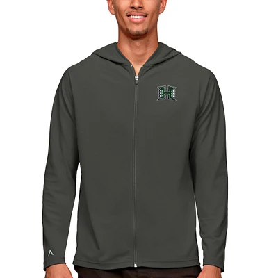 Men's Antigua Charcoal Hawaii Warriors Legacy Full-Zip Hoodie