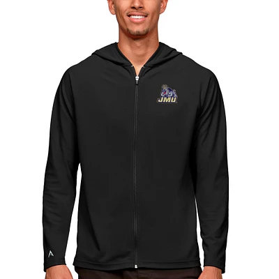 Men's Antigua Black James Madison Dukes Legacy Full-Zip Hoodie