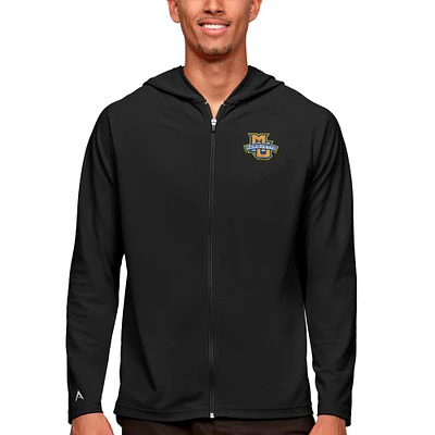 Men's Antigua Black Marquette Golden Eagles Legacy Full-Zip Hoodie