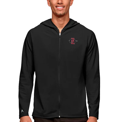 Men's Antigua Black San Diego State Aztecs Legacy Full-Zip Hoodie