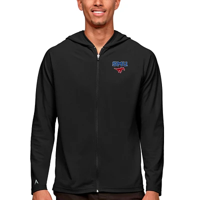 Men's Antigua Black SMU Mustangs Legacy Full-Zip Hoodie