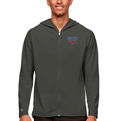 Men's Antigua Charcoal SMU Mustangs Legacy Full-Zip Hoodie