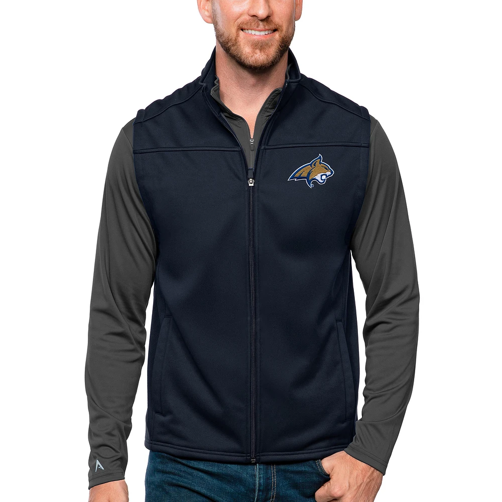 Men's Antigua Navy Montana State Bobcats Links Full-Zip Golf Vest